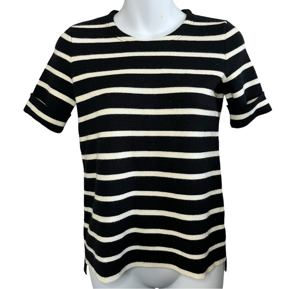 Madewell Wool Blend White & Black Striped Knit Top